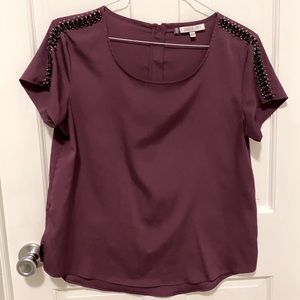 Plum beaded shoulder top